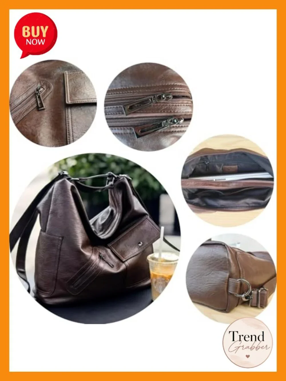 4-in-1 Convertible Vegan Leather Crossbody Backpack Large Tote for Work Travel